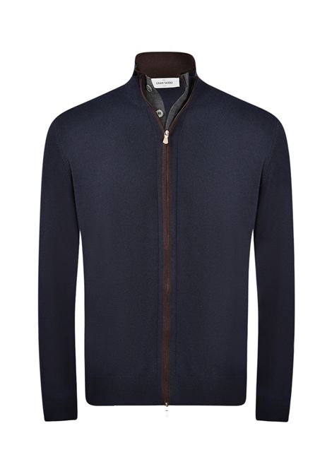 Cardigan Gran Sasso uomo 5714214223 blu full zip bottone Gran sasso | Cardigan | 5714241223598